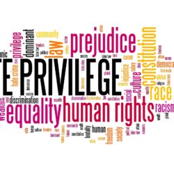 White privilege concept. Human rights issues word cloud.