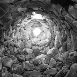 Inside the ancient tower well. Nuraghe culture Sardinia Italy